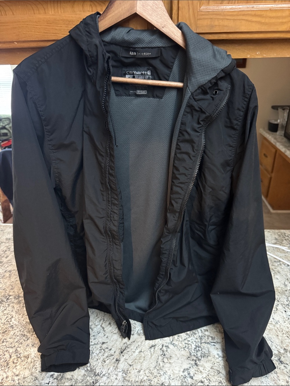 Carhartt Men’s Black Hooded Windbreaker Jacket